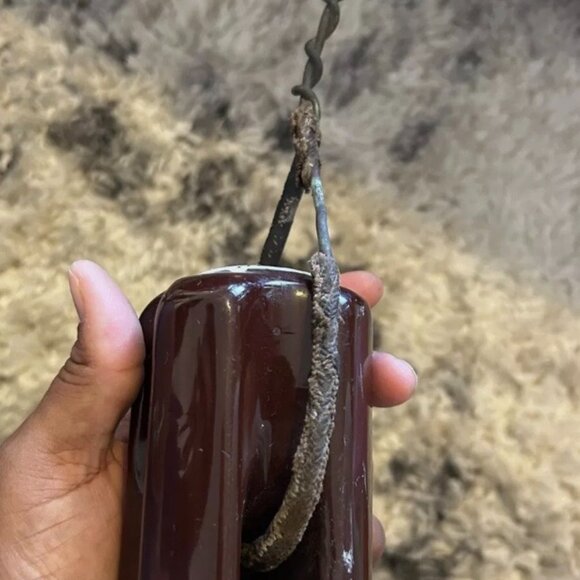 PORCELAIN JOHNNY BALL VINTAGE GUY WIRE INSULATOR With Original Wire Still Attach - Picture 4 of 8